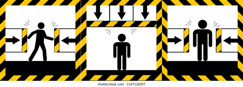 Set warning crushing hazard signs,illustration vector eps10.