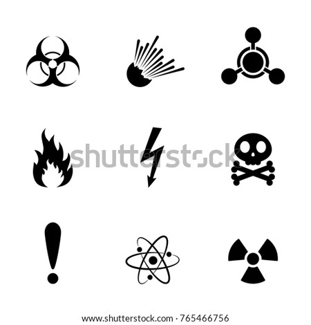 Set of warning danger signs, isolated on white background. Vector illustration. Set of warning hazard signs.