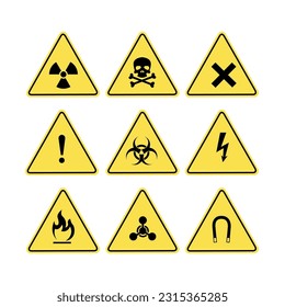 Set of warning and danger symbols and icons vector illustration