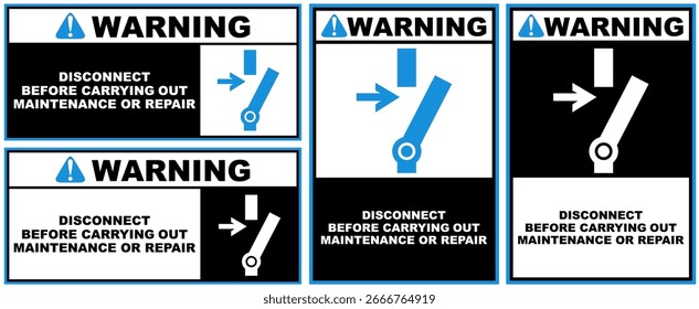 Definir desconexão de aviso antes de realizar manutenção ou reparação ilustração de vetor de design de sinal público