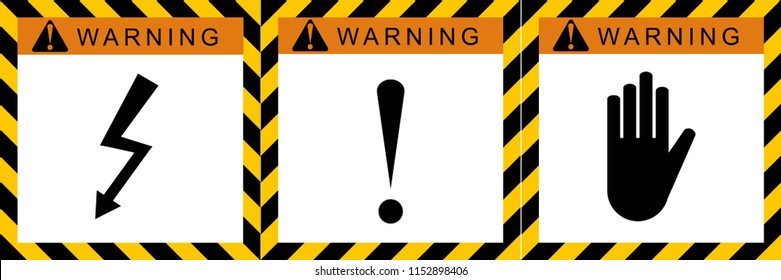 Set warning Hazard attention sign. Vector illustration, EPS10.