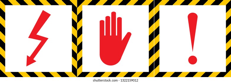 Set warning Hazard attention sign. Vector illustration, EPS10.