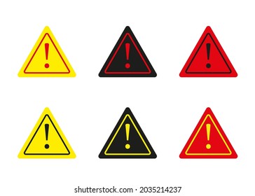 Set of warning icons on a white background. Vector illustration
