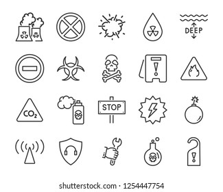set of warning icons, such as poison, danger, protect, secure