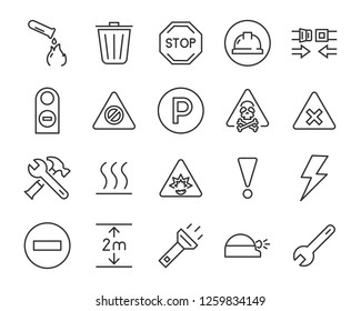 set of warning icons, such as poison, danger, protect, secure