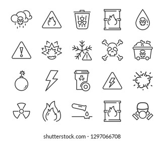 set of warning icons, such as poison, danger, protect, secure