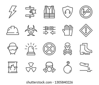 set of warning icons, such as poison, danger, protect, secure