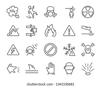 set of warning icons, such as poison, danger, protect, secure
