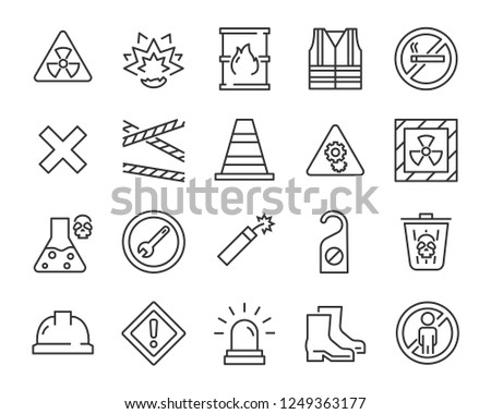 set of warning icons, such as poison, danger, protect, secure