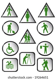 set of warning and information people icons