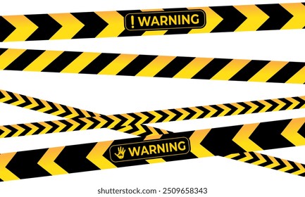 set of warning label,warning tape and danger sign contruction symbol design