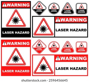 Set warning laser hazard public sign design vector illustration