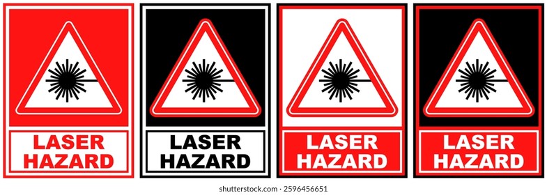 Set warning laser hazard public sign design vector illustration	
