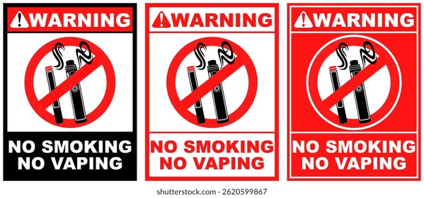 Set warning no smoking no vaping public sign design vector illustration