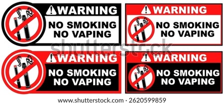 Set warning no smoking no vaping public sign design vector illustration