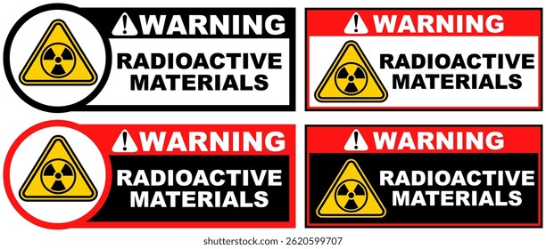 Set warning radioactive materials public sign design vector illustration