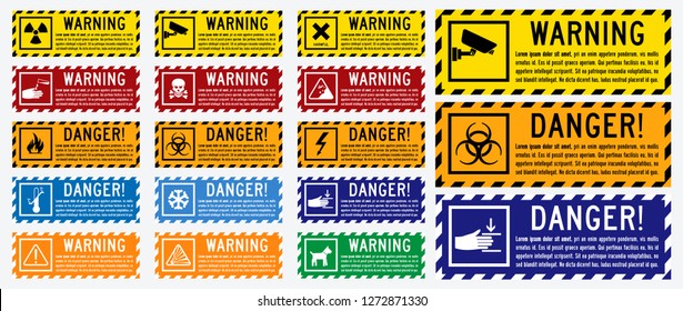 set of warning sign with color combination. easy to modify