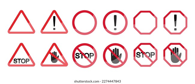 Set of warning sign. Danger signs vector illustration