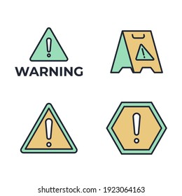 Conjunto de icono de signo de advertencia. Plantilla de símbolo de paquete de advertencias para el logotipo de colección de diseño gráfico y web ilustración vectorial