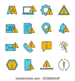 Set of Warning sign icon. Warnings pack symbol template for graphic and web design collection logo vector illustration