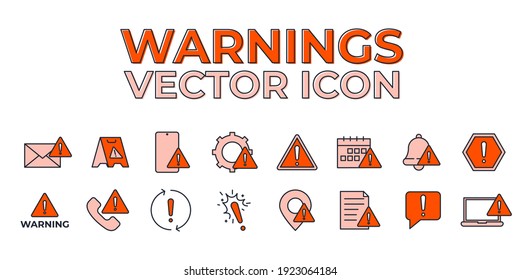 Set of Warning sign icon. Warnings pack symbol template for graphic and web design collection logo vector illustration