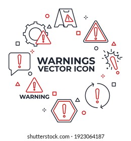 Set of Warning sign icon. Warnings pack symbol template for graphic and web design collection logo vector illustration