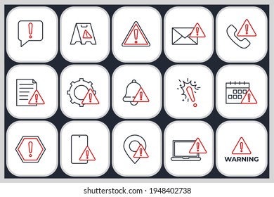 Set of Warning sign icon. Warnings pack symbol template for graphic and web design collection logo vector illustration