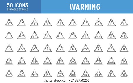 Set of Warning sign icon. Warnings pack symbol. signs or traffic symbols in construction vector illustration