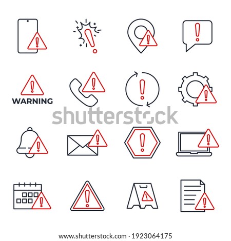 Set of Warning sign icon. Warnings pack symbol template for graphic and web design collection logo vector illustration