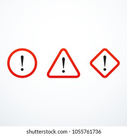 Set of warning sign icons. Exclamation mark icons. Vector illustration