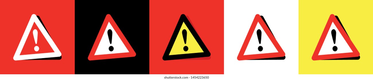 Set of warning sign isolated on color background