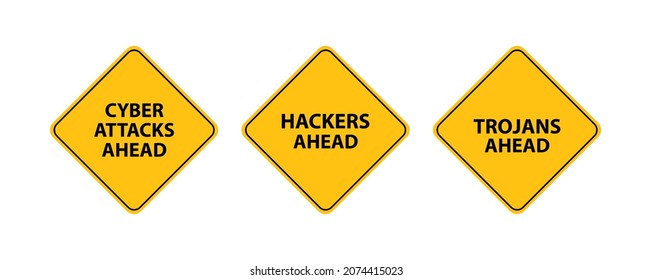 set of warning sign on white background