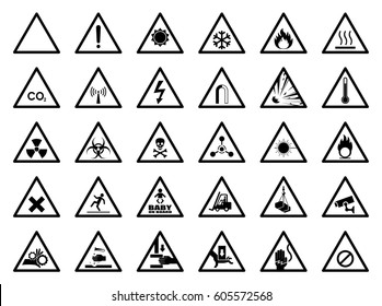 Set of warning sign on white background. vector, illustration