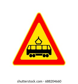 Set of warning sign on yellow background. Symbol, illustration