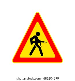 Set of warning sign on yellow background. Symbol, illustration