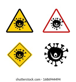 set warning sign virus. Lockdown Pandemic stop Novel Coronavirus outbreak covid-19. vector