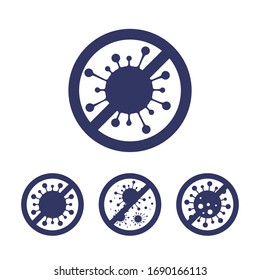 Set Of Warning Signs About Corona Virus Spread. Covid Infection In The Air, Airborne Transmission, Coronavirus Contamination. 