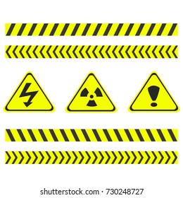 Set of warning signs about the dangers. Danger. Poisons. Warming. Vector illustration.