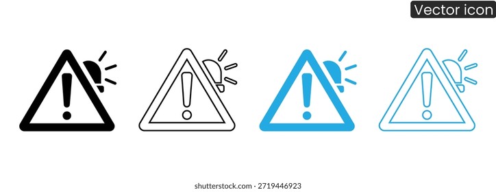 Conjunto de señales de advertencia con signos de exclamación en varios colores y estilos de línea para diferentes usos