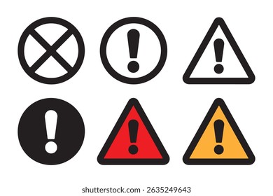 Set of Warning Signs Including Prohibition and Caution