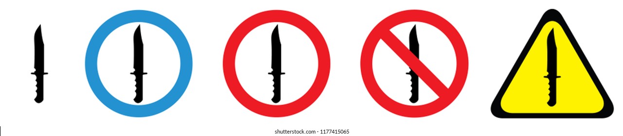 Set of warning signs for knife owners