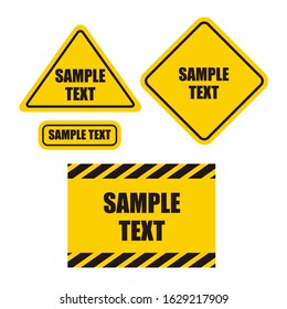 Set of warning signs on white background. Vector illustration.