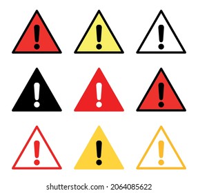 conjunto de signos de advertencia sobre el fondo blanco