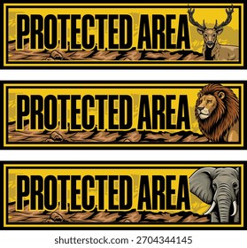 conjunto de sinais de aviso para zonas de proteção animal