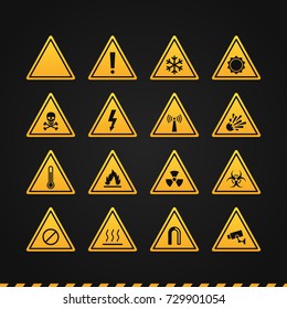 Set Warning Signs. Vector illustration. Icon Set.