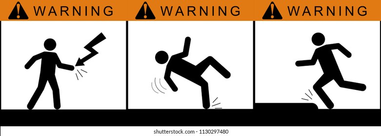 Set warning signs,Electric hazard,wet floor,tripping danger sign,illustration vector eps10.