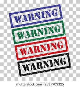 Set of Warning stamp symbol, label sticker sign button, text banner vector illustration .