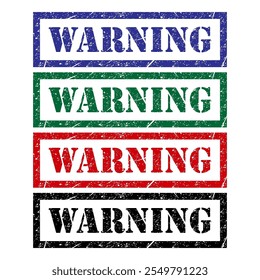 Set of Warning stamp symbol, label sticker sign button, text banner vector illustration .