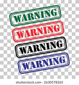 Set of Warning stamp symbol, label sticker sign button, text banner vector illustration .