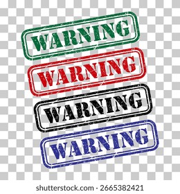 Set of Warning stamp symbol, label sticker sign button, text banner vector illustration .